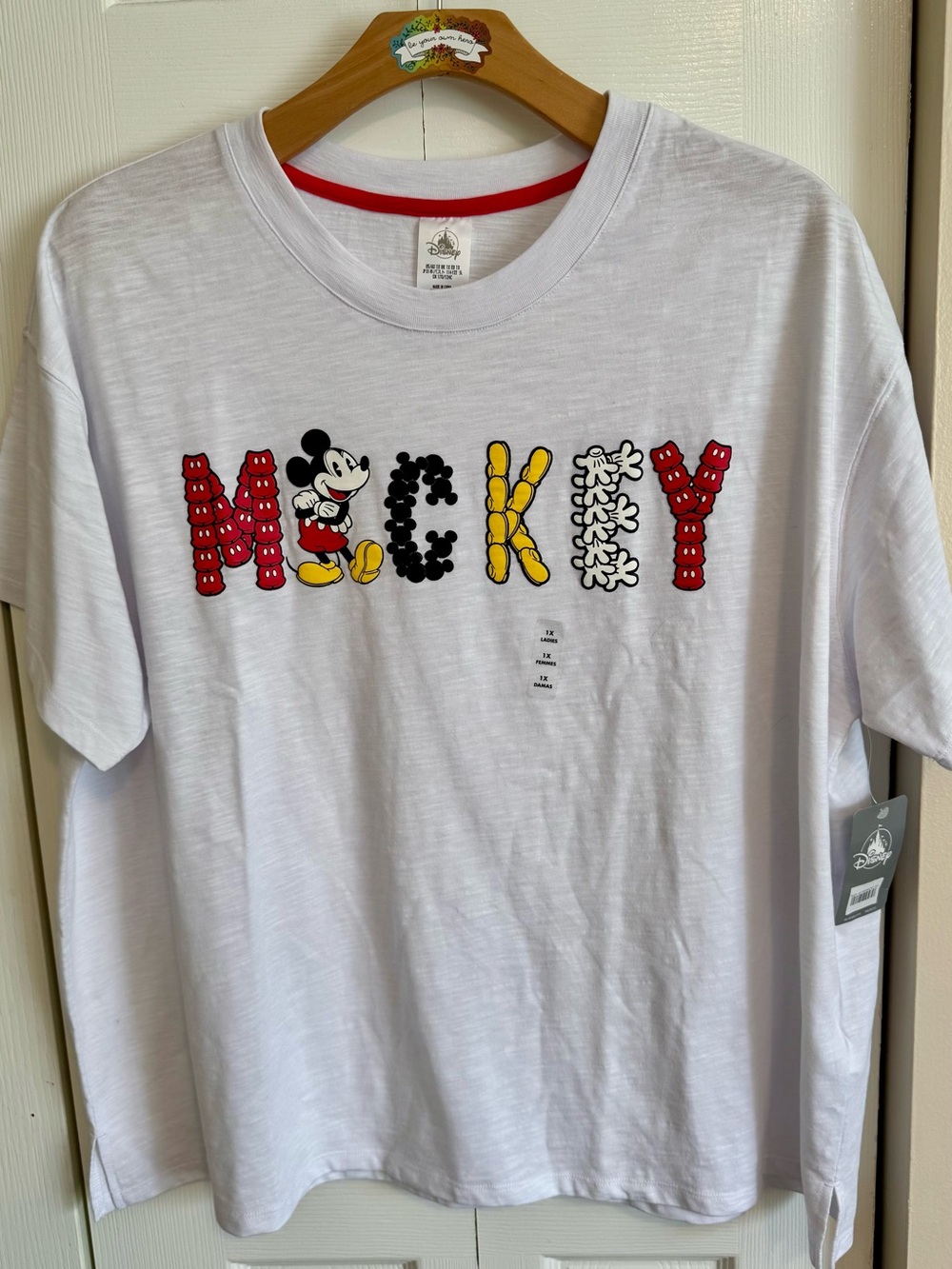 Disney Mickey Mouse Mickey Parts White Slub Tee Size 1X - New